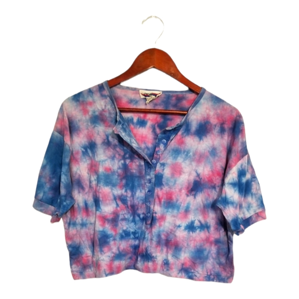 ❤PICK 3/$15❤Vintage 80s 90s Tie-Dye Button Top 100% Cotton